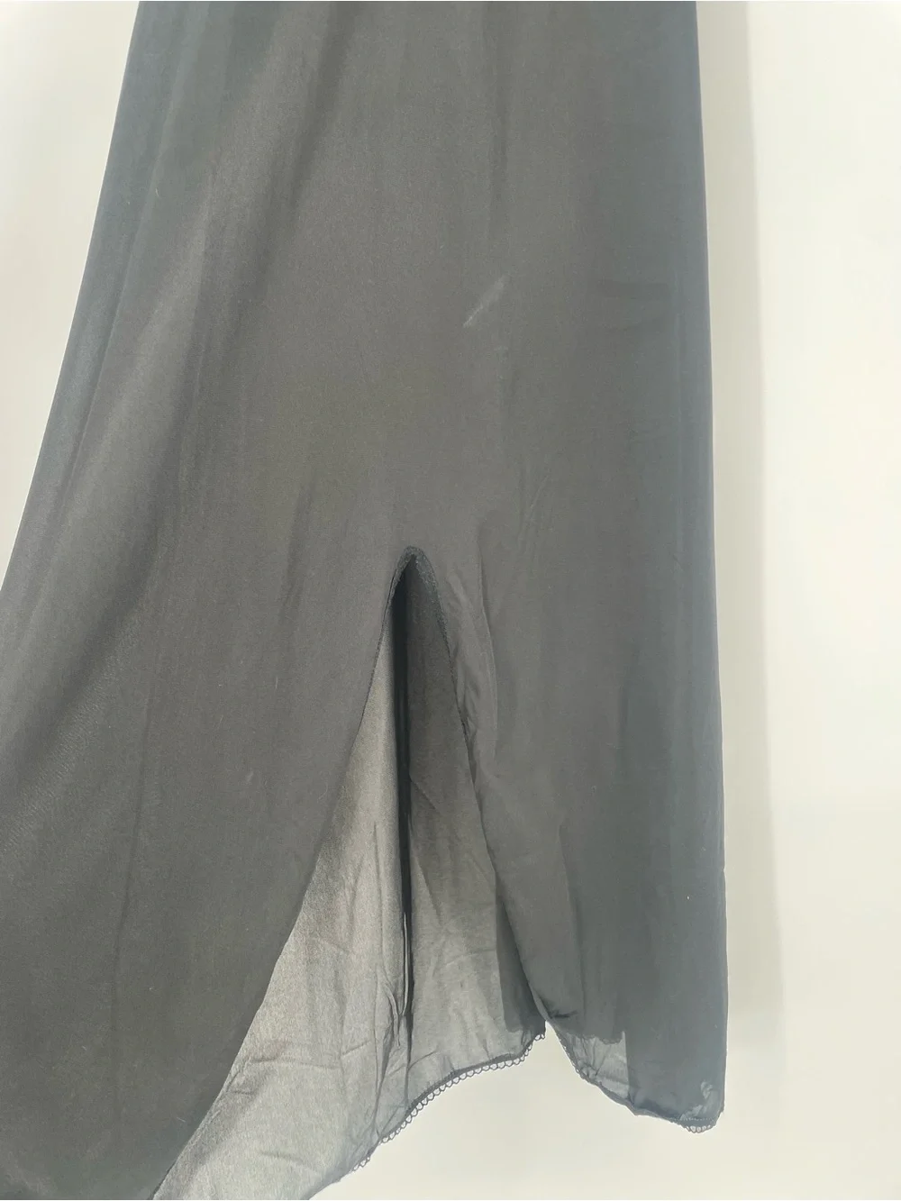 Vintage Black & Red Long Nylon Slip Nightgown Lace & Satin Ribbon Accents - Picture 13 of 13
